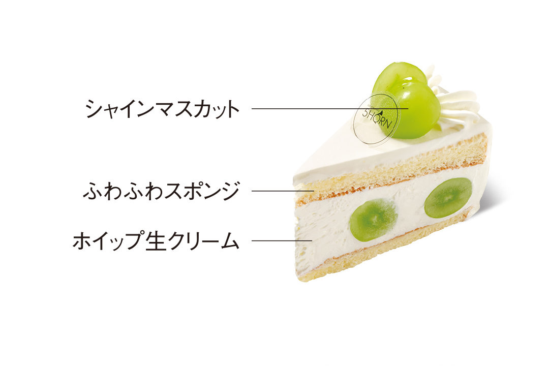 シャインマスカットショート｜みずみずしい果実感を楽しむショートケーキ